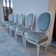 Set of 6 Louis XVI style patinated medallion chairs.
