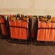 set of 4 beautiful vintage 70's Orange flower camping chairs. folding folding