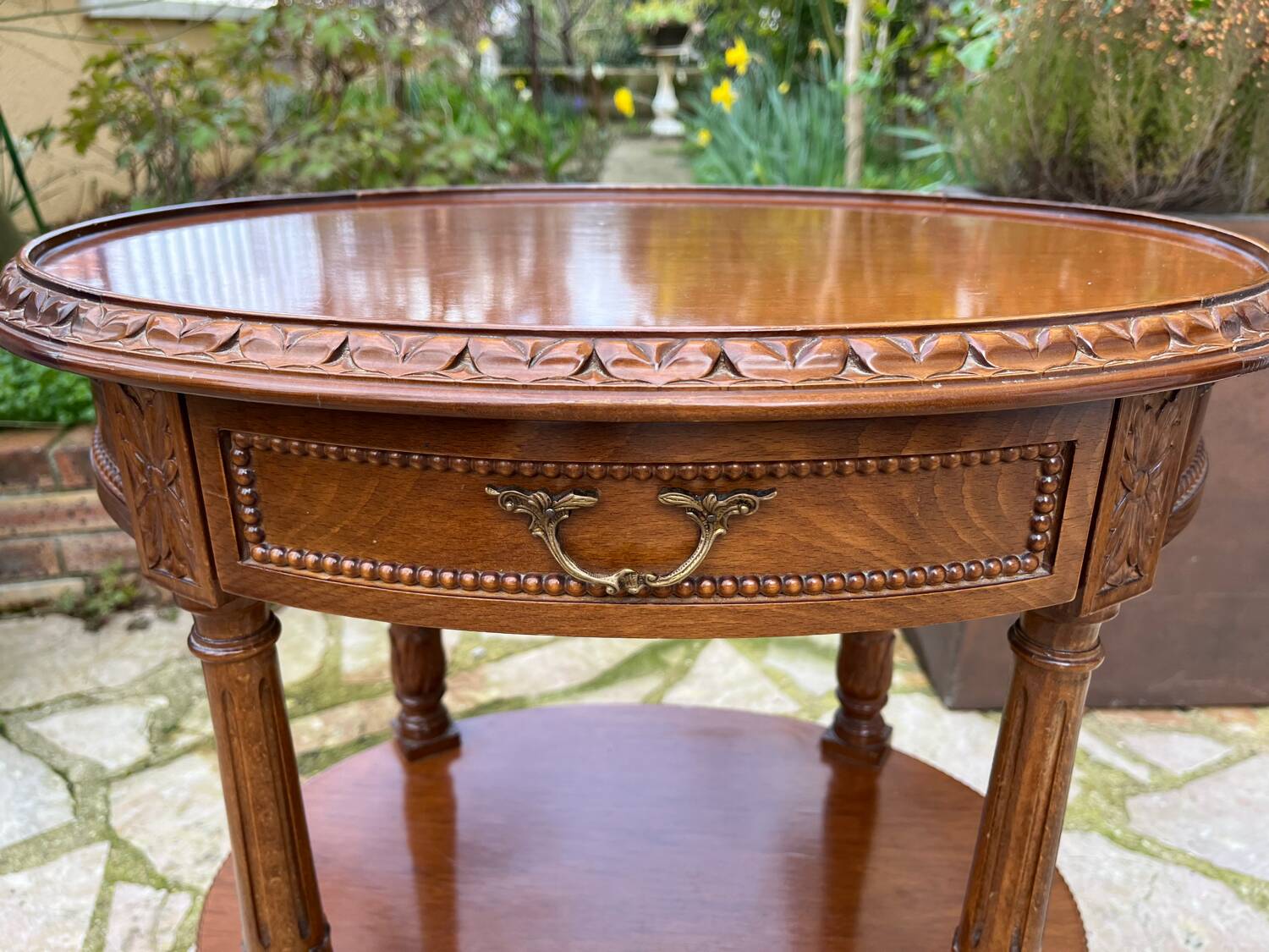 Small carved wooden table