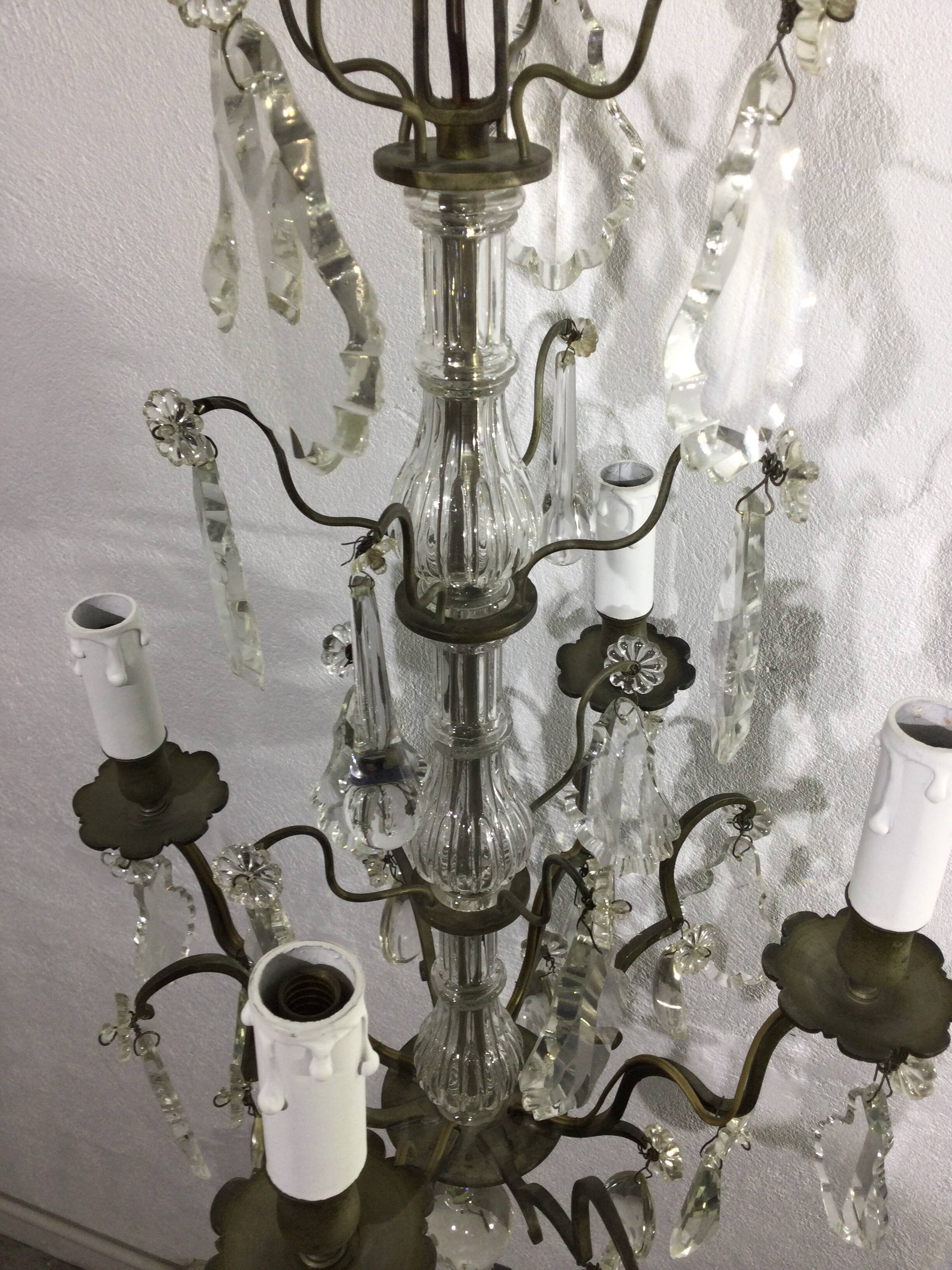 Chandelier 4 Lights Crystal And White Bronze