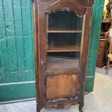 Showcase 1 door with 3 sides walnut windows louis xv style