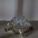 Pique-fleurs en verre de Reims 19 trous socle en métal argenté forme tortue