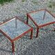 Pair of 1970s side tables in lacquered brass and glass