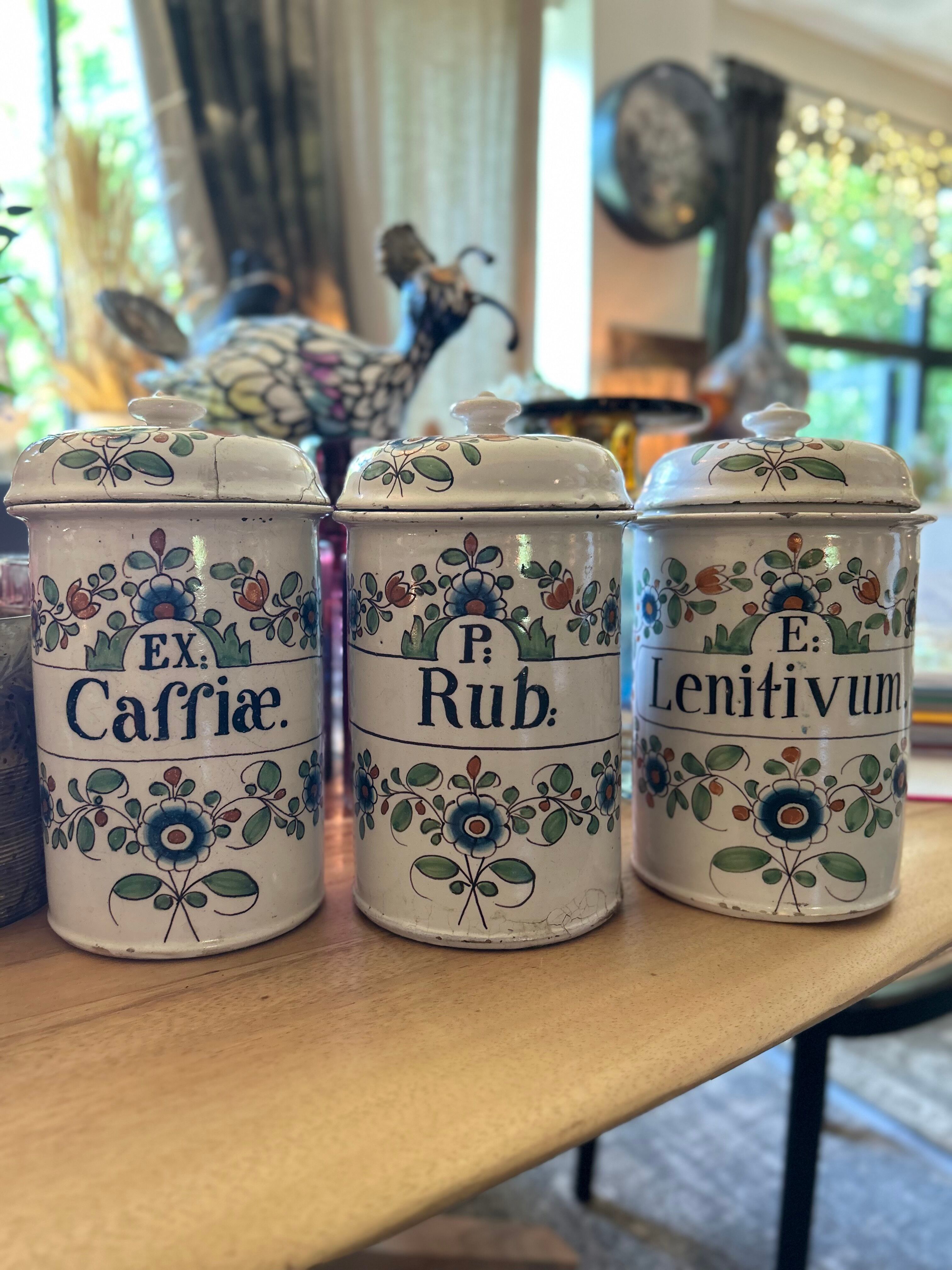 Old earthenware pharmacy pots