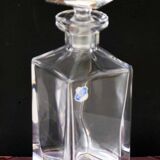 Carafe à whisky carrée vintage du milieu du siècle en cristal au plomb