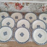 Set of 10 flat plates in s&g iron earth model greek blue 19th century