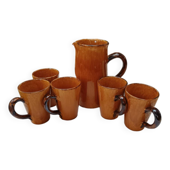 Ceramic orangeade service with 5 cups