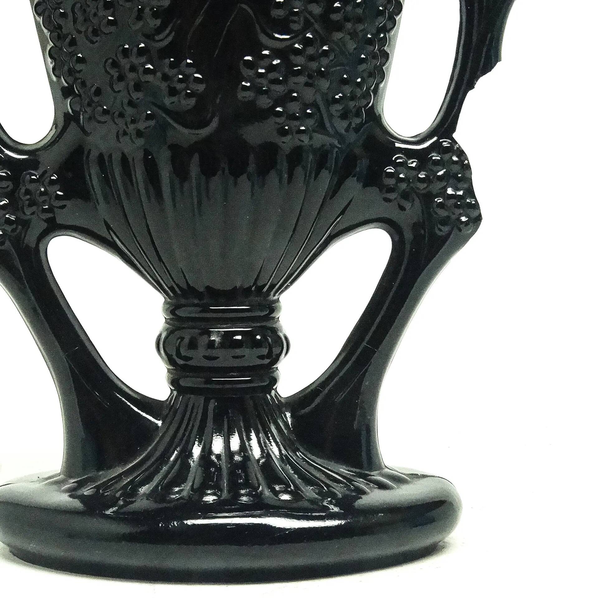 Eclectic vase, black hyalite glass, Ząbkowice, Poland, 1970s