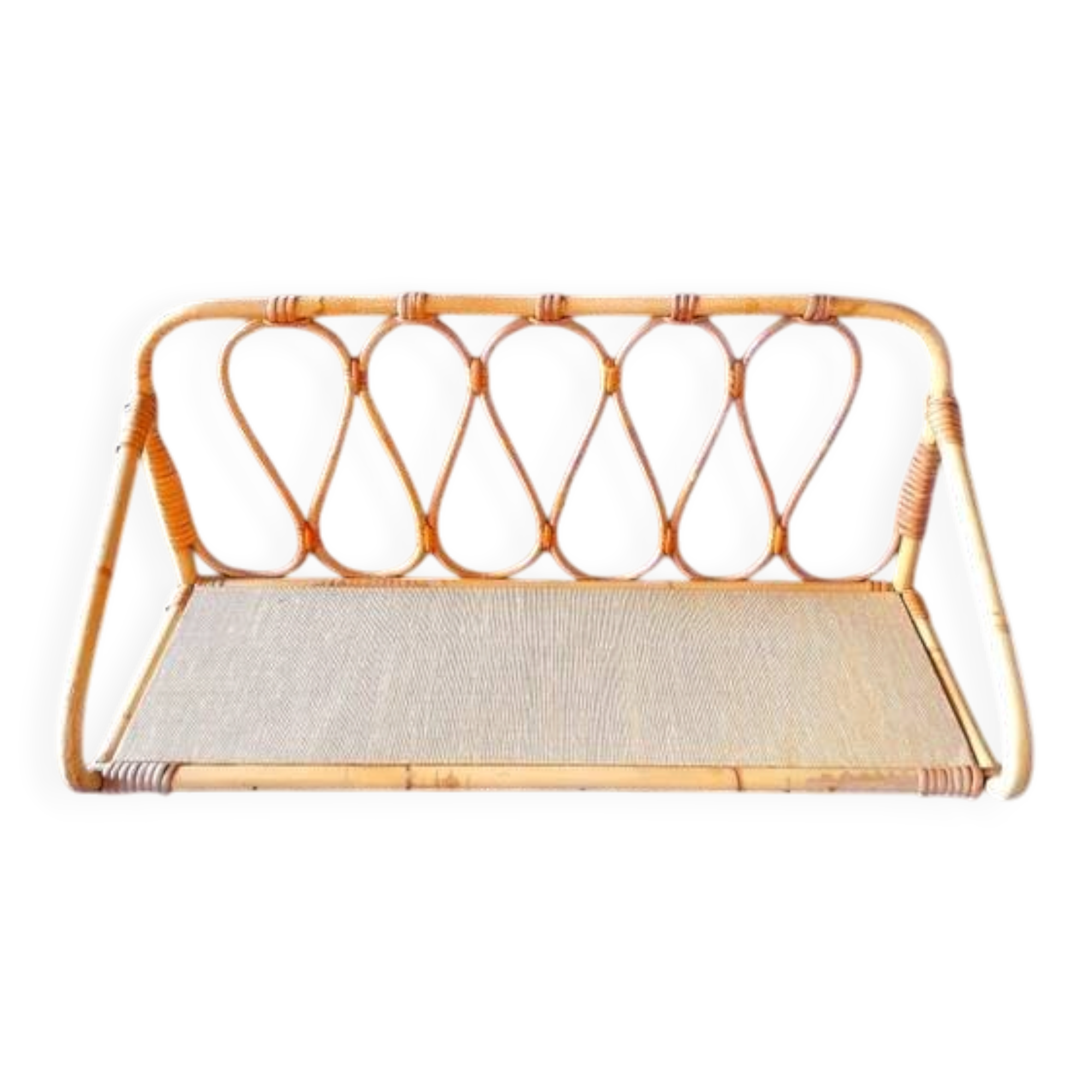 1960s rattan wall shelf