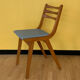 Vintage wooden and skaï scandinavian blue 1950 chairs