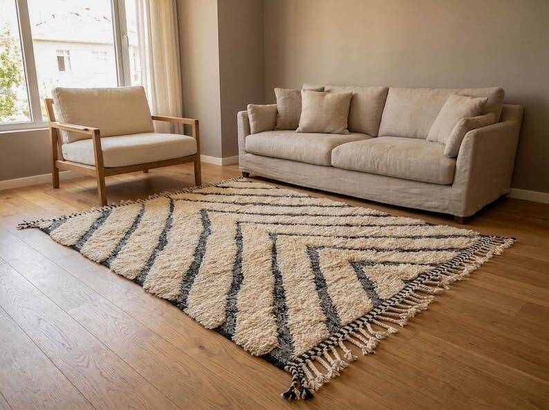 Handmade pure wool rug, size 1.5/2.5 m.