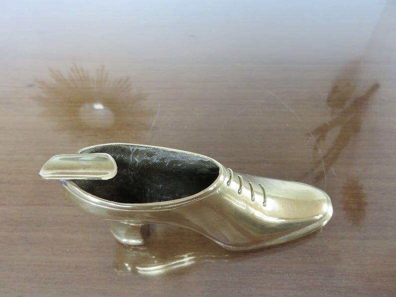 70s brass shoe ashtray
