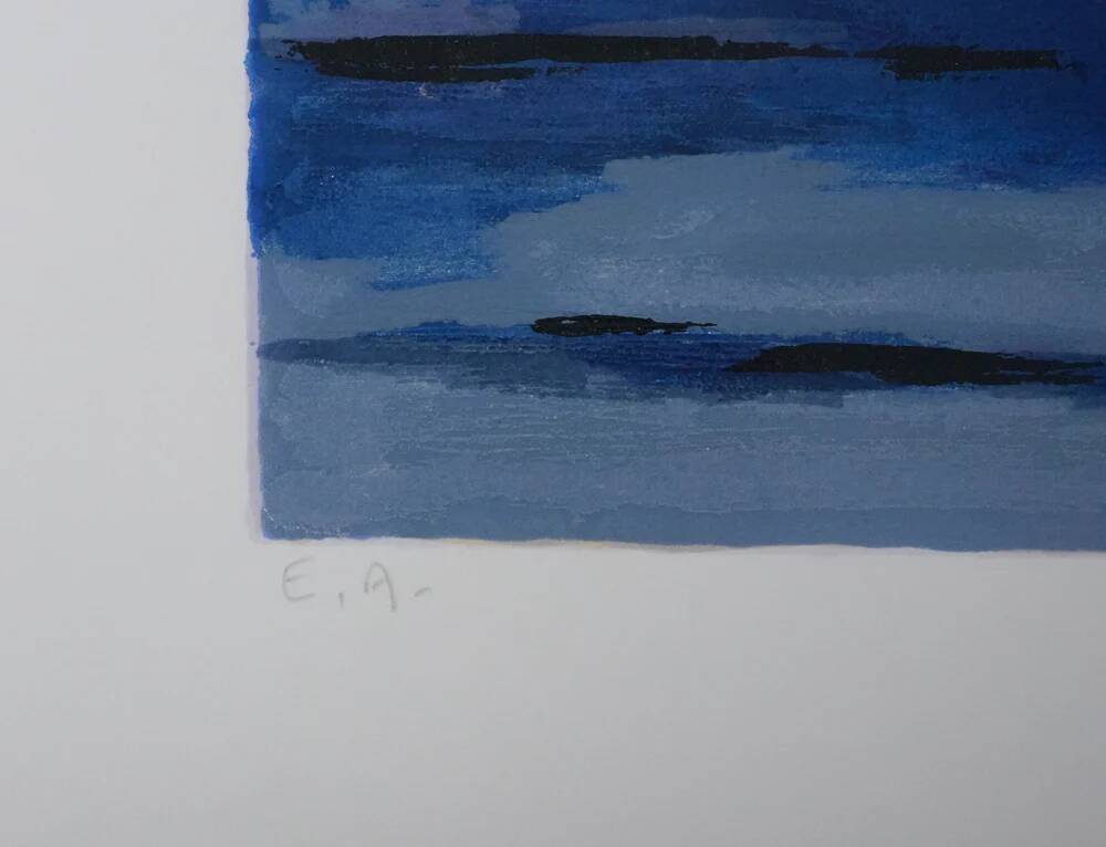 Michel Henry: Bluish still life, original signed silkscreen print