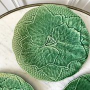 Trio of dessert plates gien model leaves in slip 50s