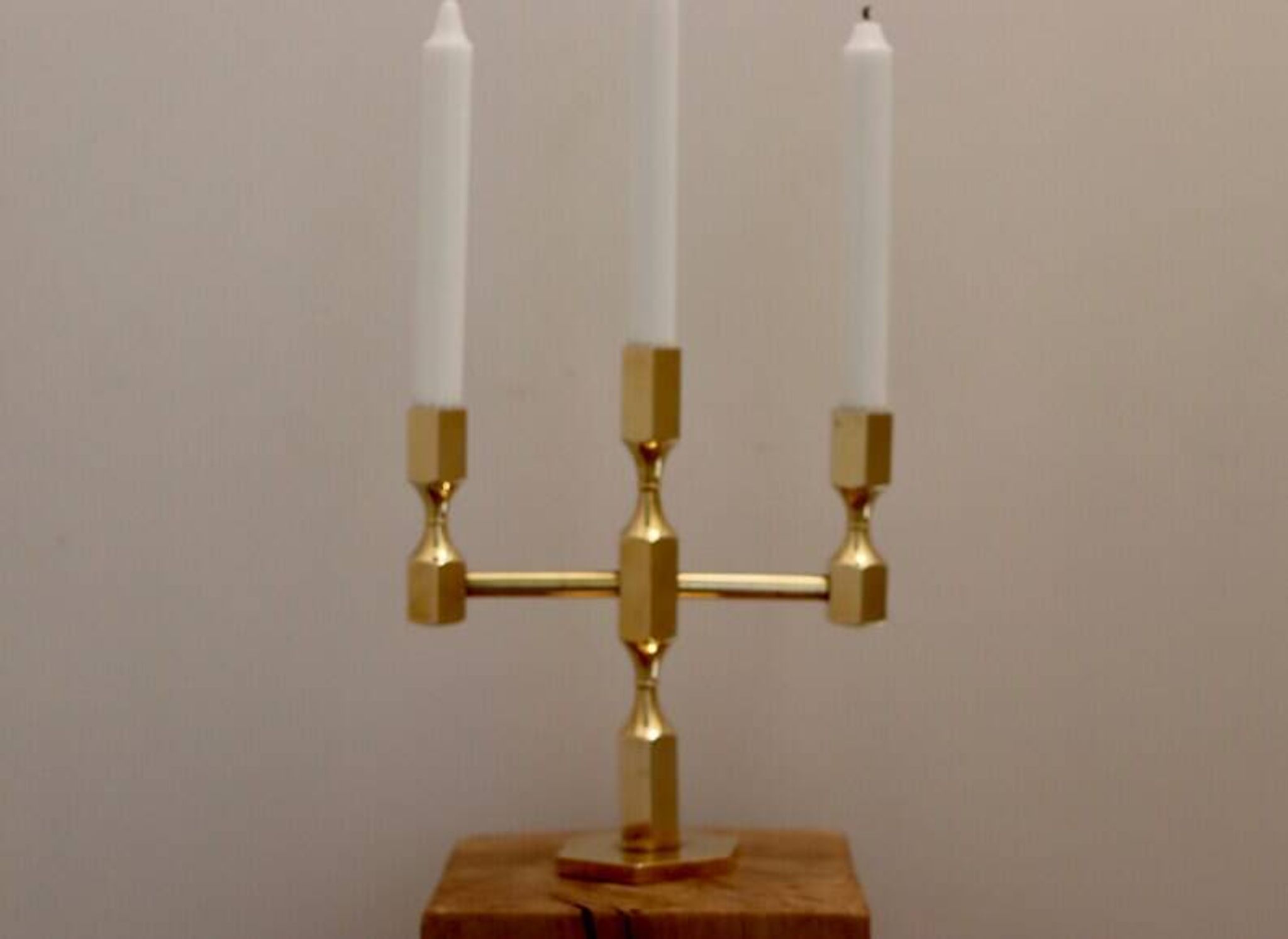 Vintage Swedish Three-Arm Brass Candleholder by Gusum, circa 1974