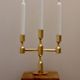 Vintage Swedish Three-Arm Brass Candleholder by Gusum, circa 1974