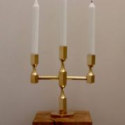 Vintage Swedish Three-Arm Brass Candleholder by Gusum, circa 1974