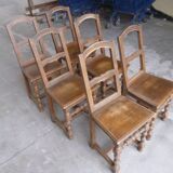 Set of 6 country chairs in solid oak