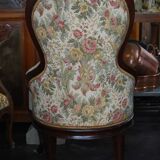 Louis Philippe period armchair with violin-shaped back in mahogany
