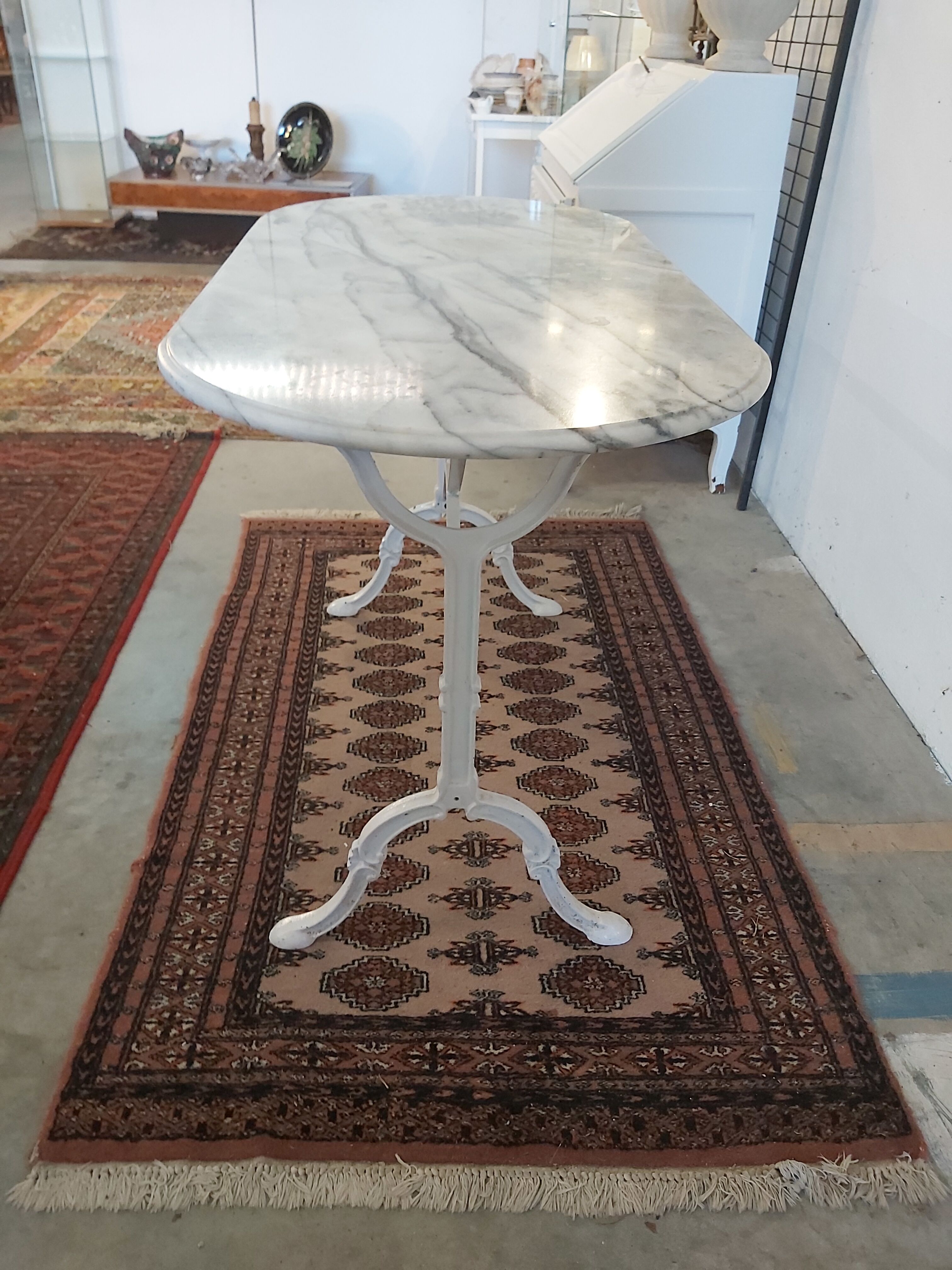 Marble and cast iron bistro table