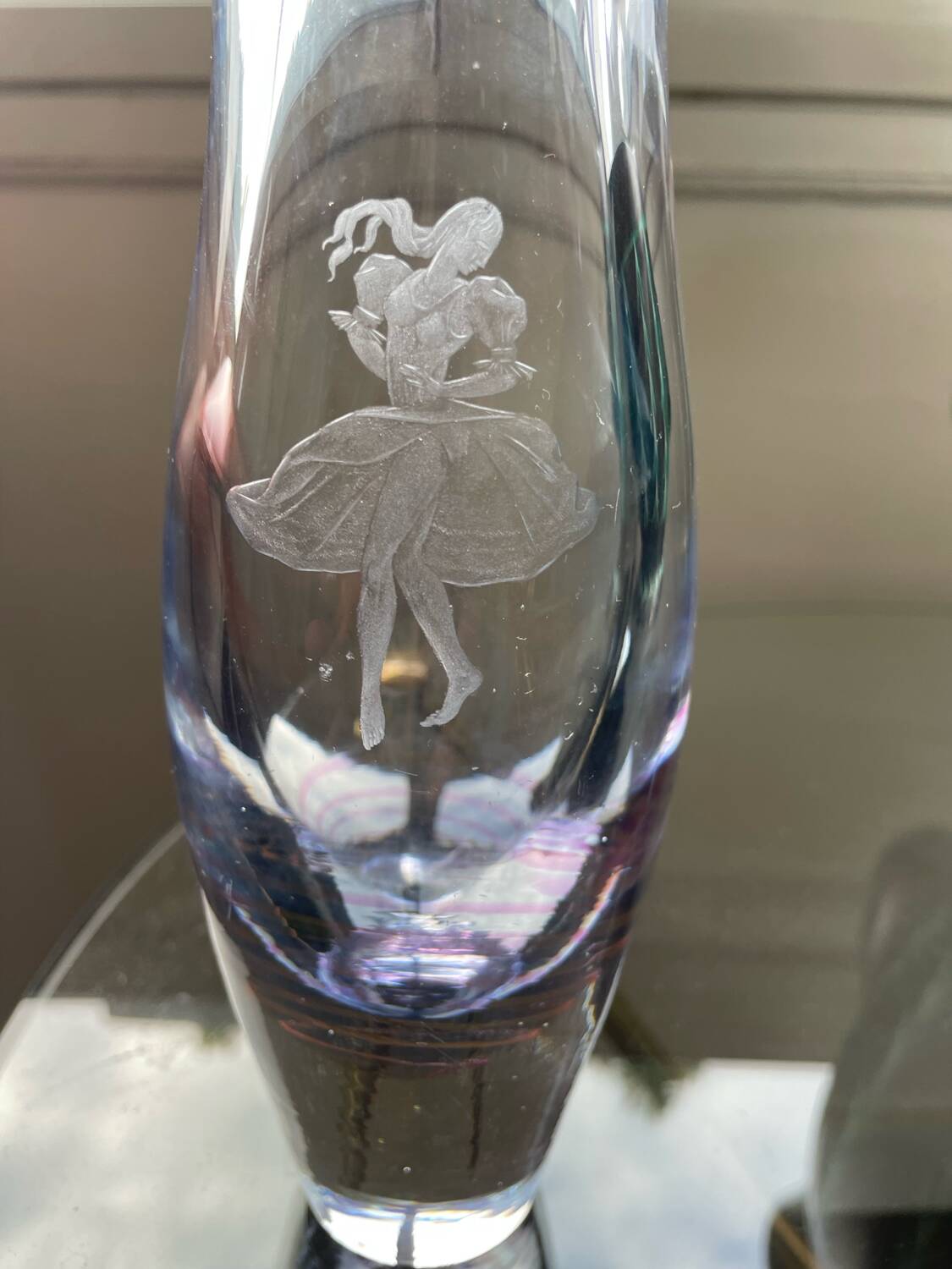 Kosta Boda Vintage Blown Glass Vase - Dancer & Purple Spiral