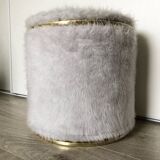Vintage brass pouf with fur.