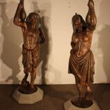 Pair of cast iron statues