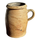Large matte stoneware oval pot with beige handle H21 D12