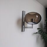 PAIR OF WALL LIGHTS BY SCIOLARI - VINTAGE SMOKED GLASS AND CHROME