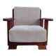 Art Deco armchair in solid oak and off-white corduroy, 1950s