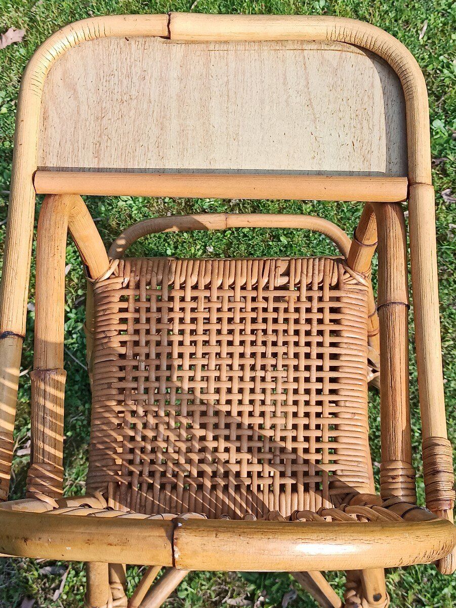Chaise haute pour enfant en rotin