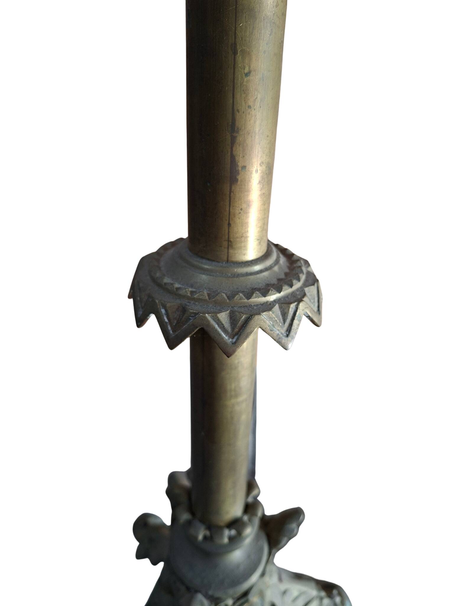 Coppia Candelabri d'Altare Antichi in BRONZO Stile Neogotico H 60 cm