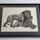 Print after Gorges Guyot, "couple of Lions", 1937, framed, 41 x 32 cm