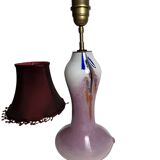 Lampe à poser pied verre Clichy abat-jour XXème