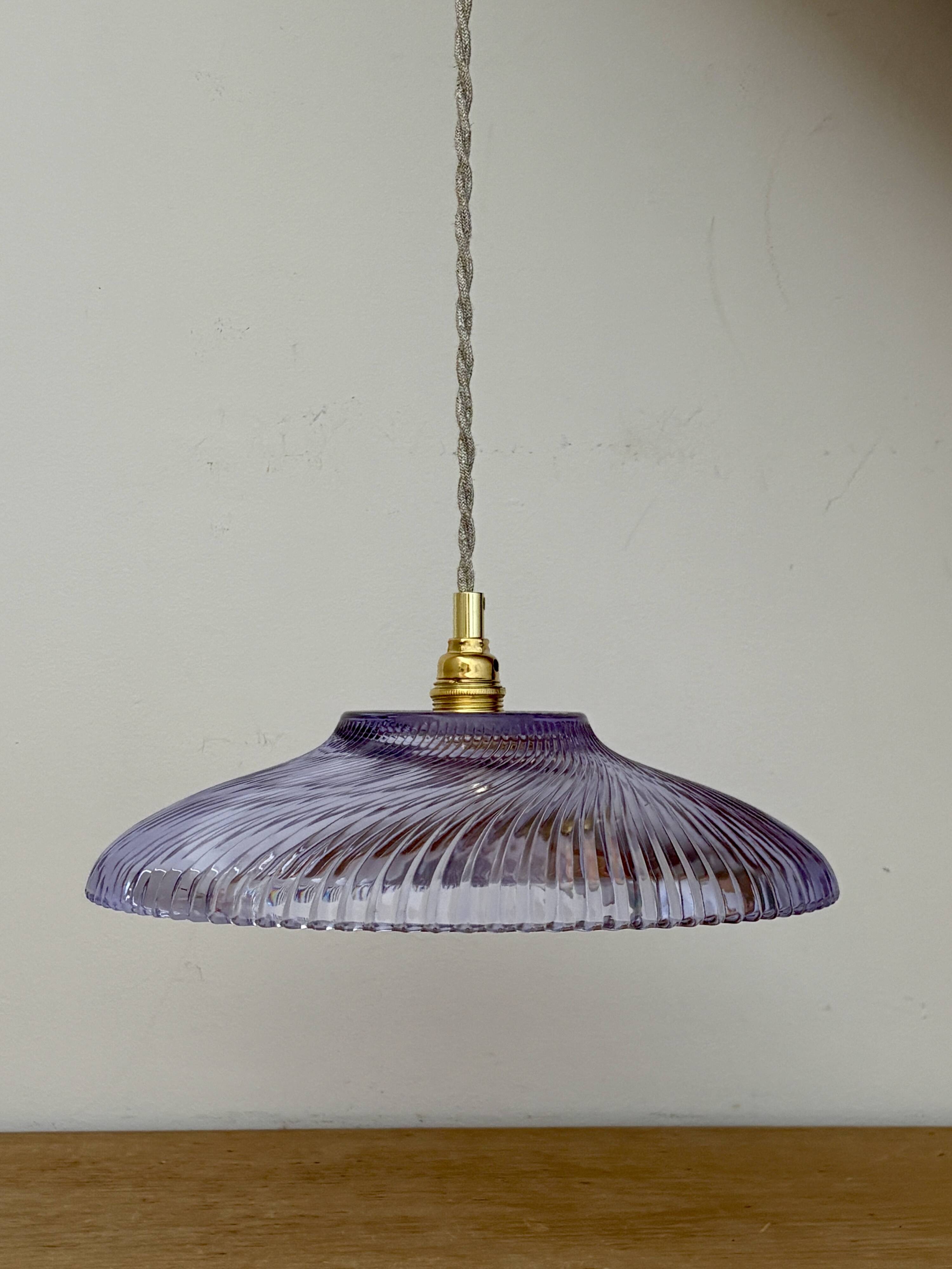 Vintage purple glass pendant light - tableware collection -