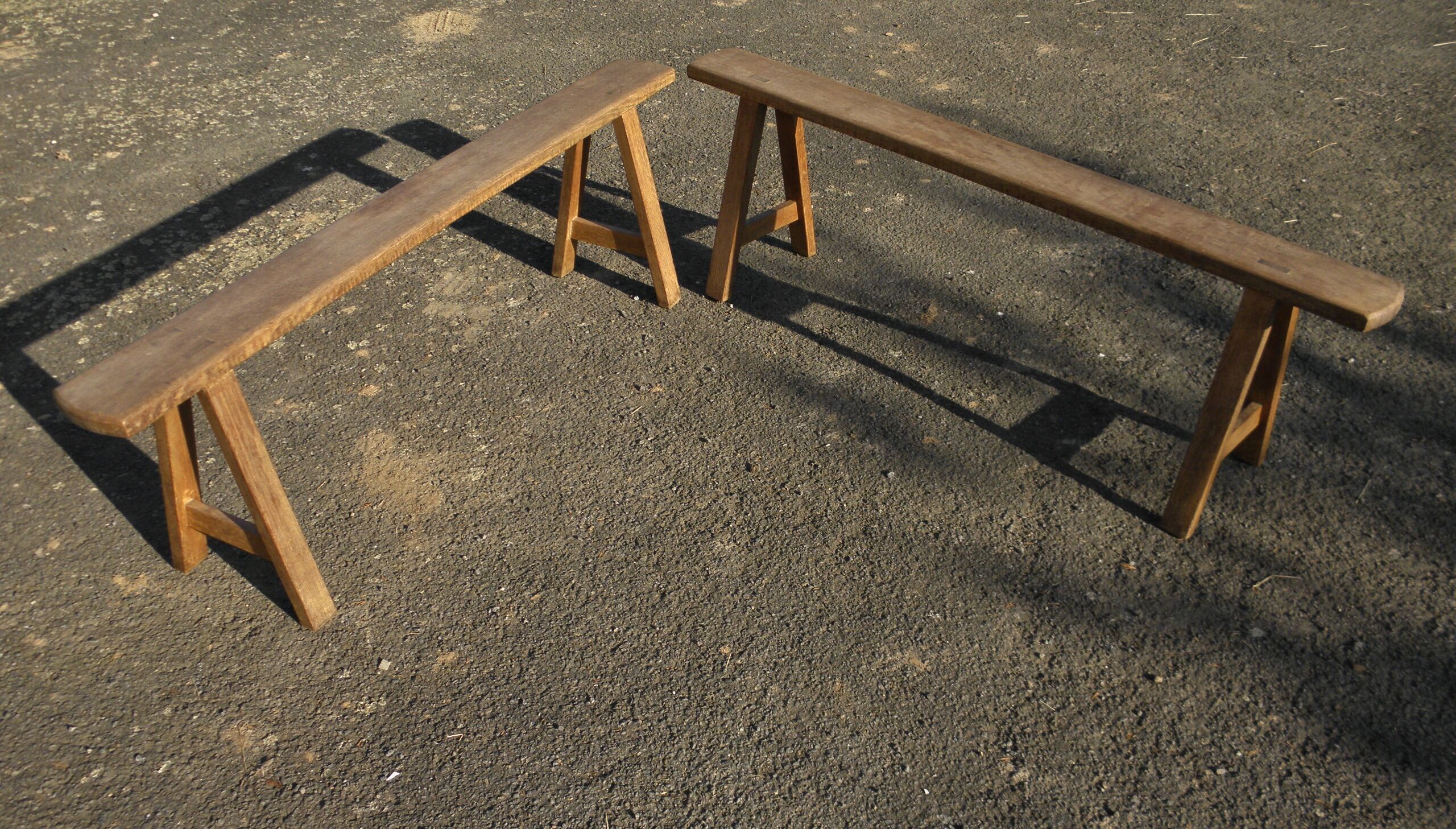 Pair of oak farmhouse benches 150 cm