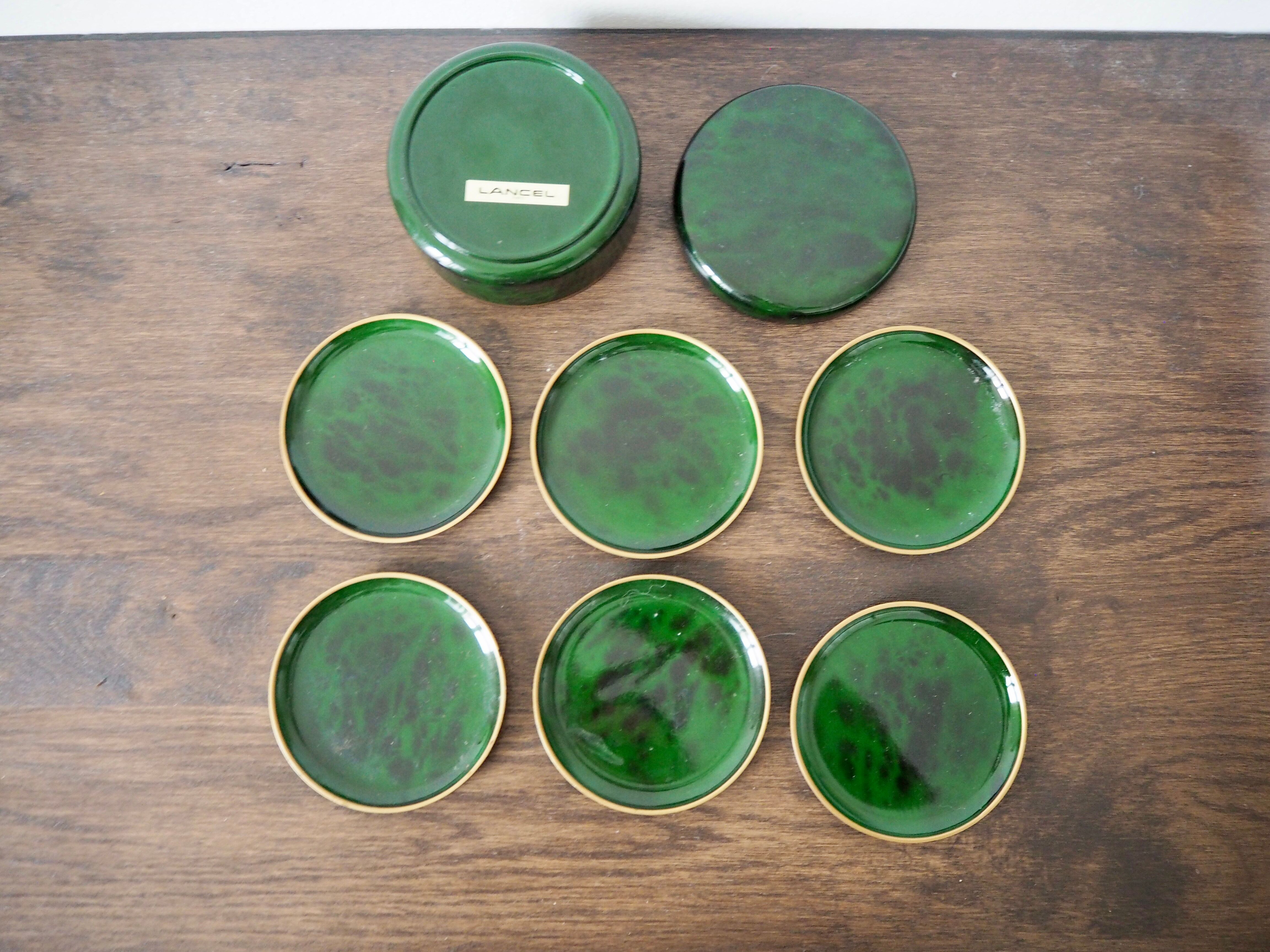 Set of 6 Lancel coasters with box