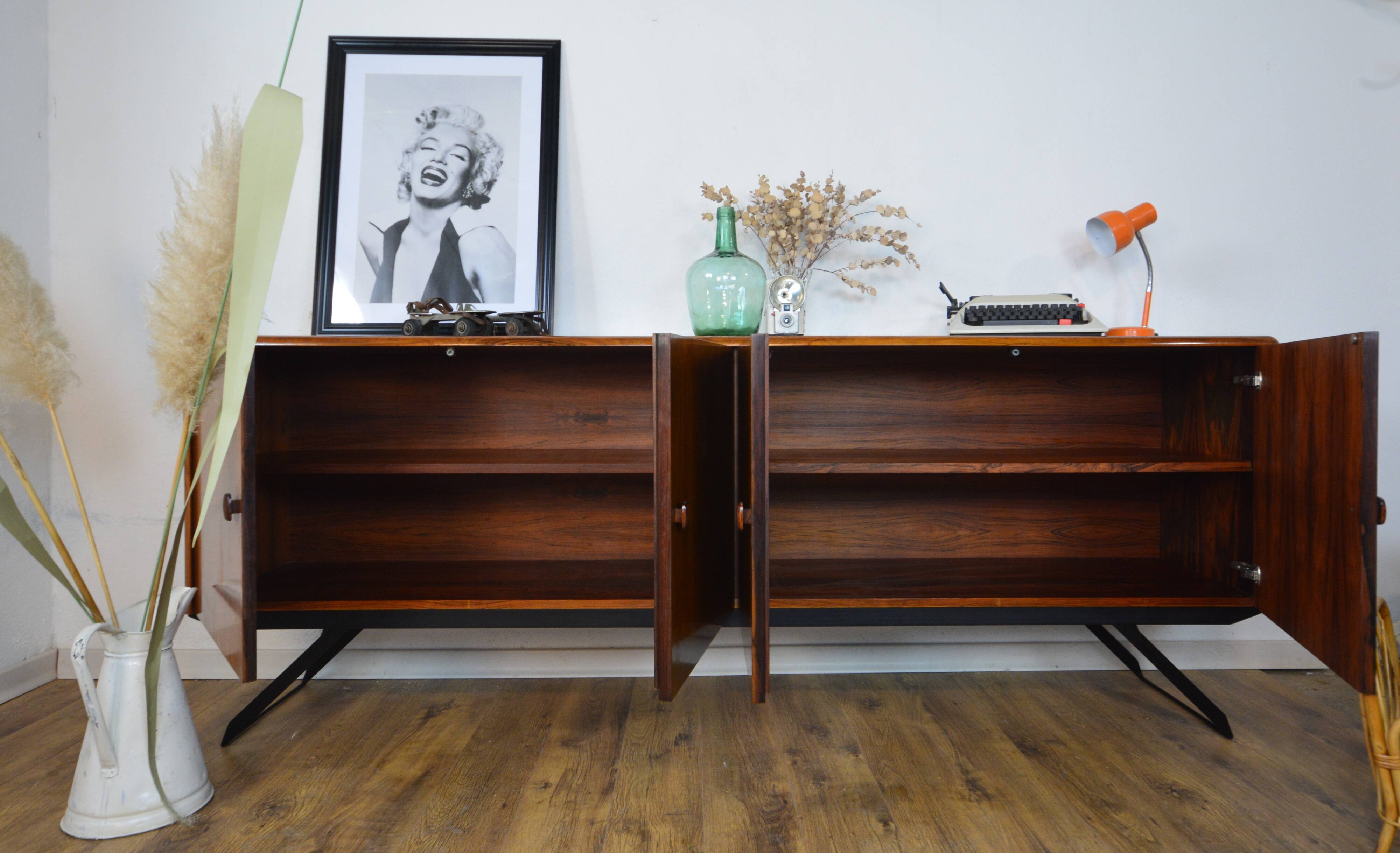 Scandian rosewood and metal sideboard