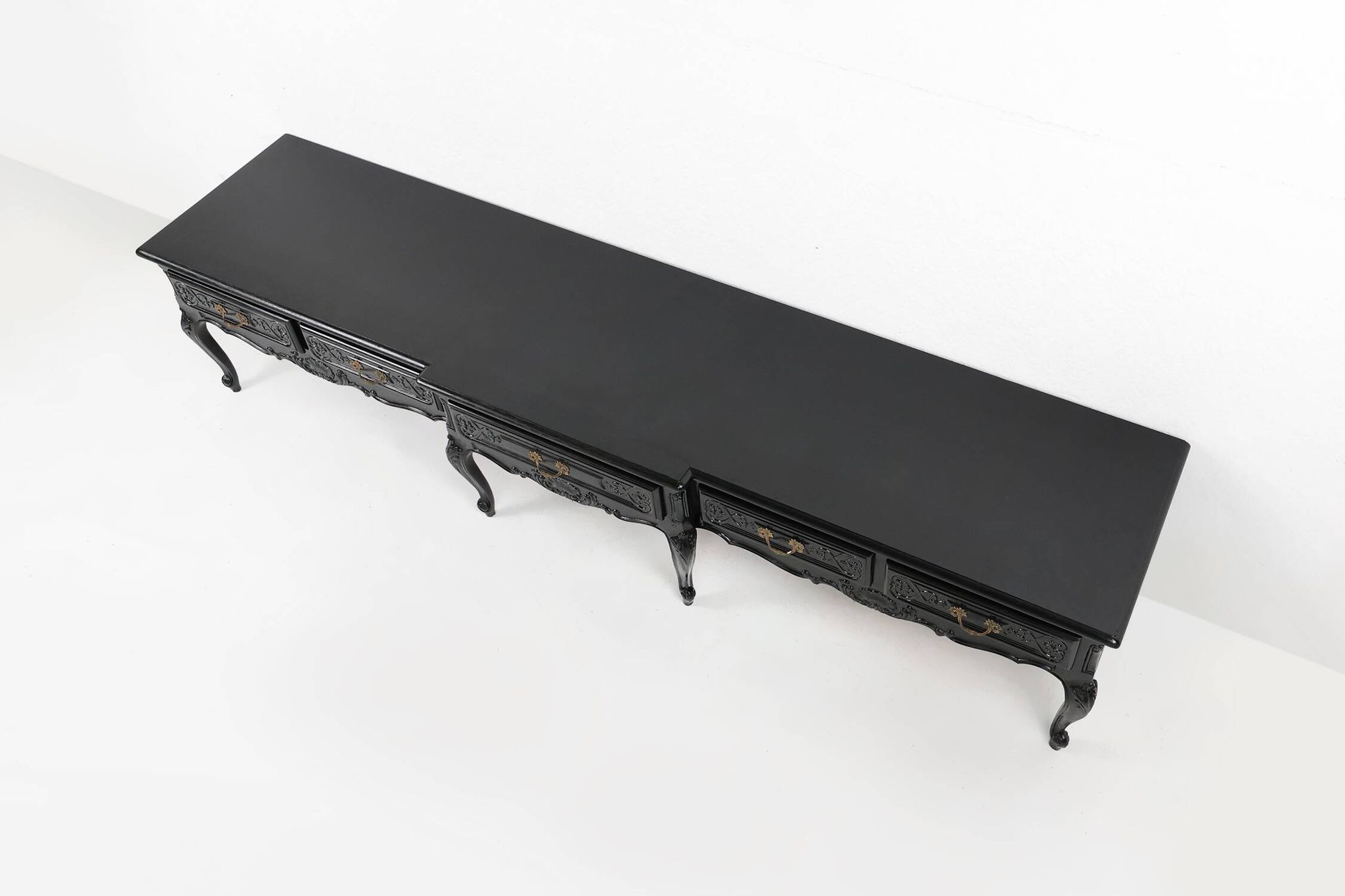 20th Century Louis XV style black low sideboard, France