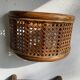 Duo wall lights, 3 M fabric cable, rattan and cane, 70s