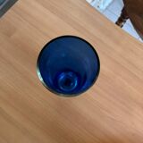 Riihimaki vase in blue glass with a colorless base