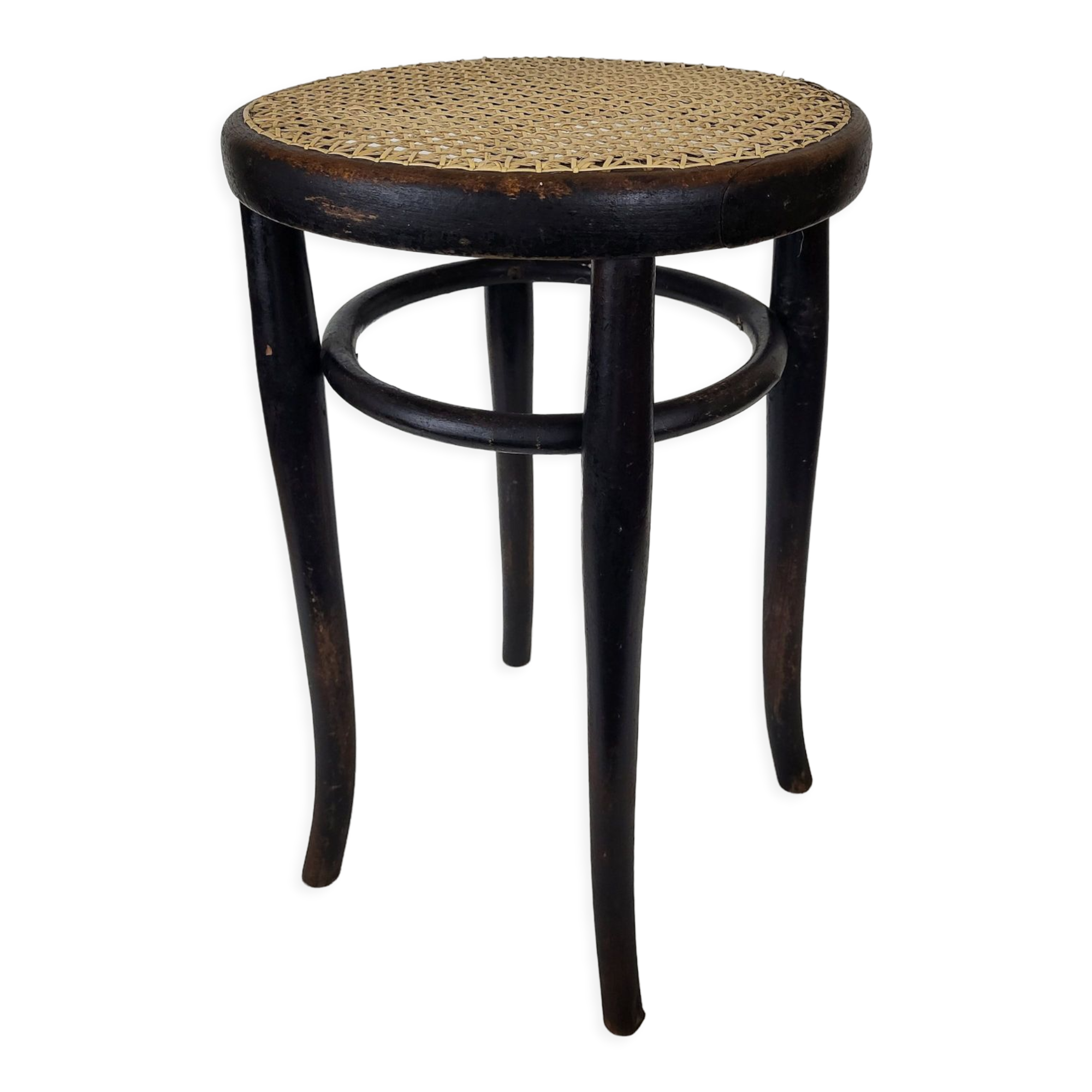 Blackened curved wooden stool Thonet
