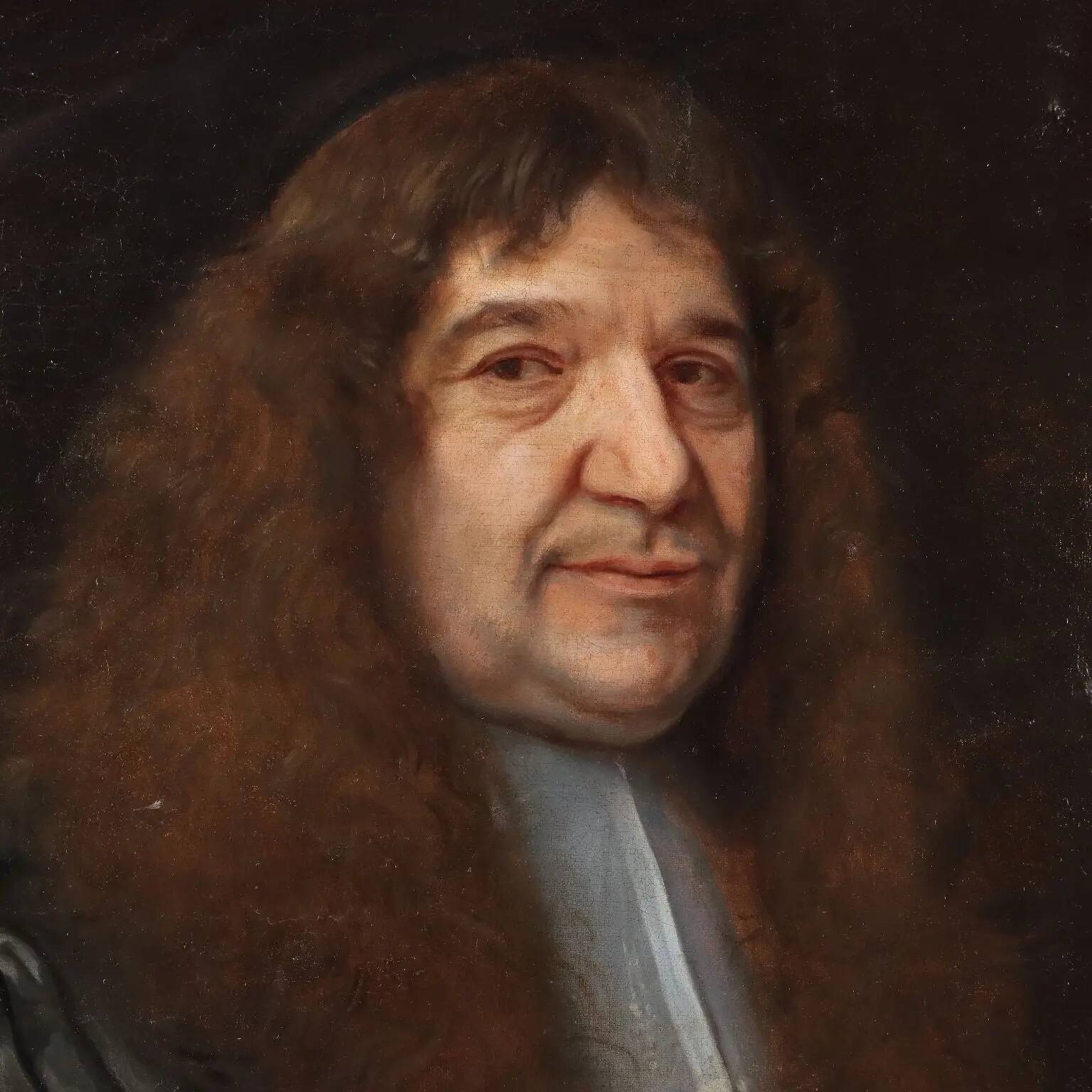 Old painting, portrait attributed to John Greenhill, 18th century.