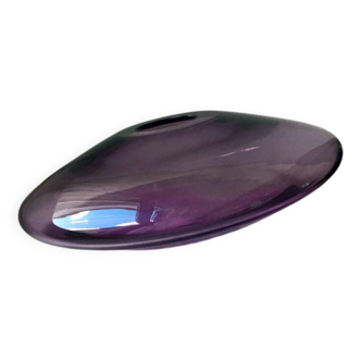 Asymmetrical round glass vase in Amethyst color