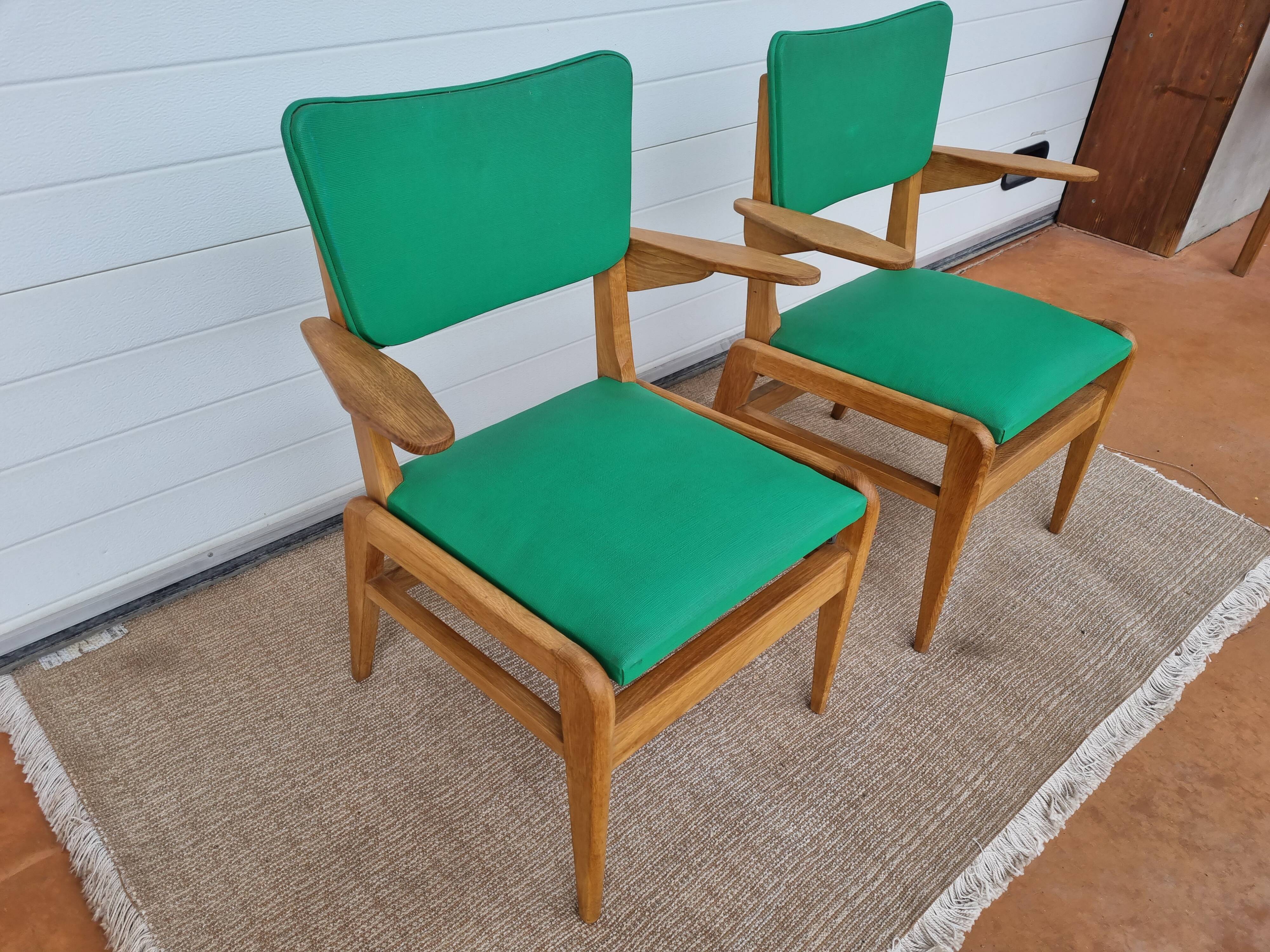 2 old scandinavian-style armchairs with 2 positions 50s