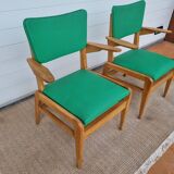 2 old scandinavian-style armchairs with 2 positions 50s