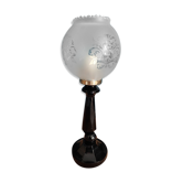 Lampe chevet salon base noire globe verre sablé esprit vintage dp 0222f081