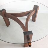 Table basse brutaliste en palissandre, années 1970