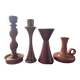 Set of 4 Scandinavian teak candlesticks
