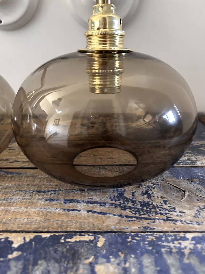 Pair of smoked glass wall lights